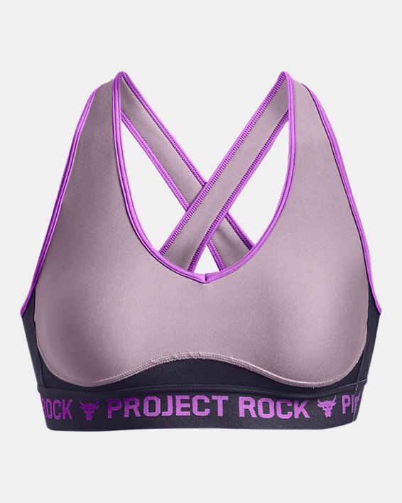 Women's Project Rock Crossback Disrupt Sports Bra, Purple, pdpMainDesktop image number 10